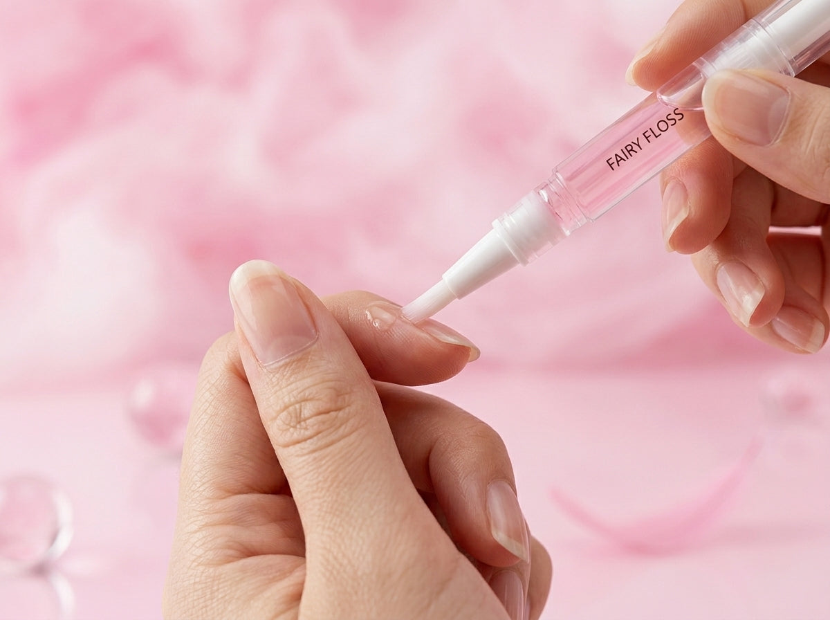 Scented Cuticle Oil Pen being applied to nails.