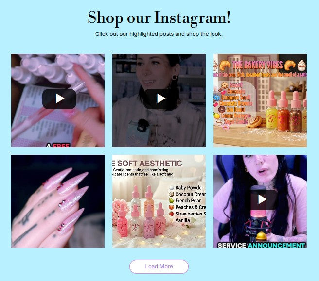 shoppable instagram page by unicorn lab