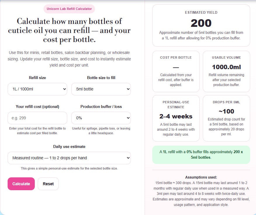Cuticle Oil Refills & Calculator | Bulk Nail Serum