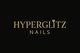 Hyperglitz Nails logo on a black background