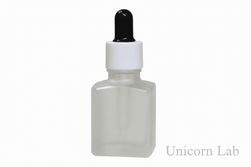 15ml Frosted square dropper bottle with black and white cap on back background for nail serum