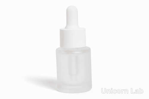 Frosted glass dropper bottle with white cap 