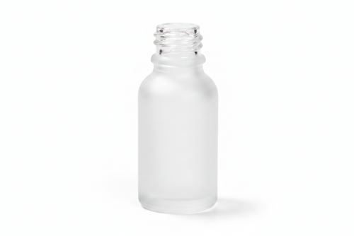 Frosted glass empty bottle on a white background