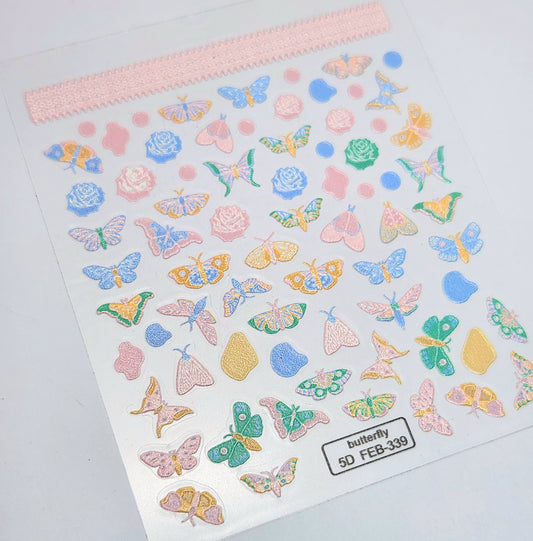 Nail Sticker - 3D pastel butterfly
