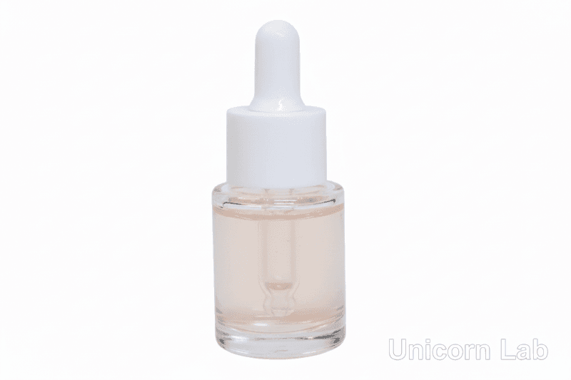 5ml clear flat should Glass dropper bottle with a white cap on a white background