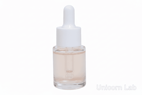 5ml clear flat should Glass dropper bottle with a white cap on a white background