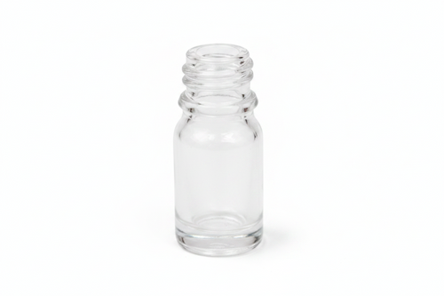 Clear glass bottle on a white background