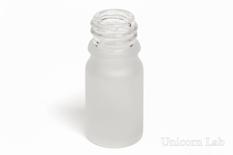 frosted empty 5ml round glass bottle with a narrow neck 