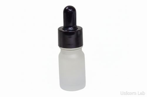 5ml Round Bottle - frosted with black cap on  white background for serums
