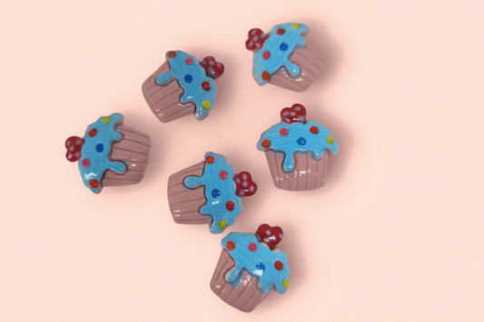 BLUE CUPCAKE CHARM X6 - Unicorn Lab