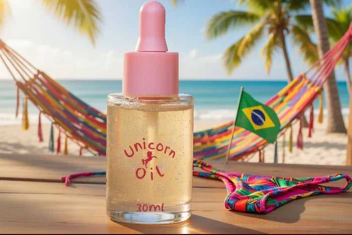 30ml dropper bottle of the luxury Beach Bod Unicorn Cuticle Oil serum, formulated for professional salons.