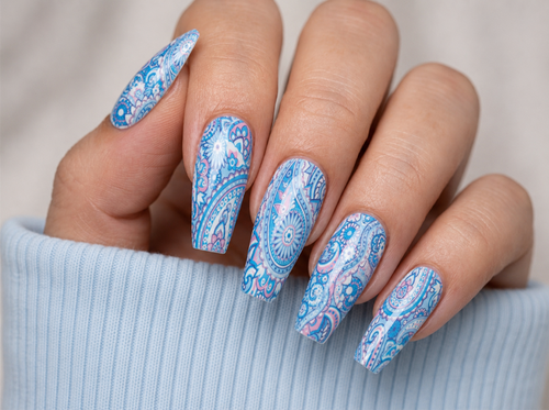 Blue Paisley Waterslide Decals
