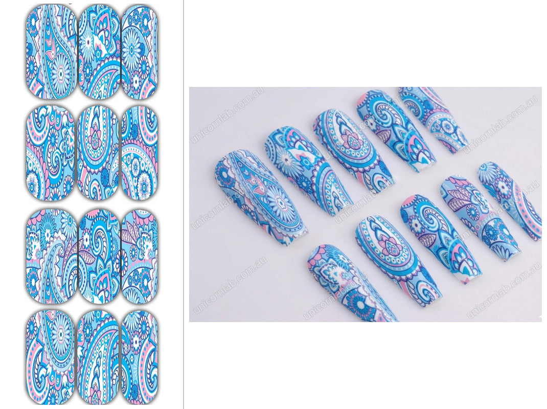 Blue Paisley Waterslide Decals