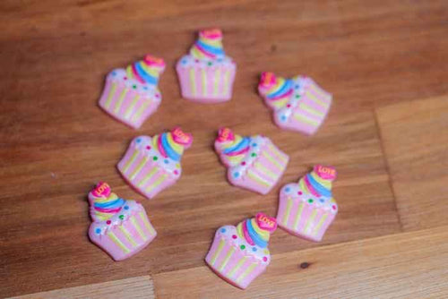 Pink Love Cupcake Charm X8 for Nail Art and Crafts - Unicorn Lab