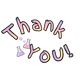 Gradient 'Thank You!' text with laboratory beakers on a white background