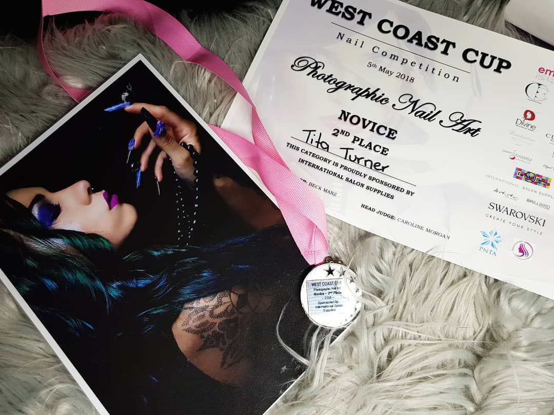 Award for 2nd place in a nail art competition on a textured surface