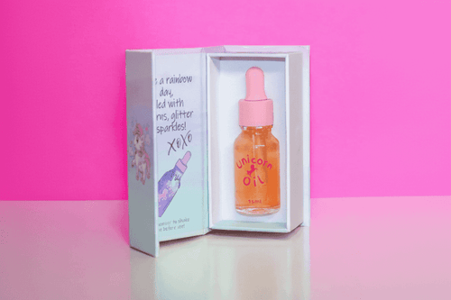 Mango & Guava Unicorn Cuticle Oil - inside a magnetic close style gift box. Luxury australian made cuticle oil