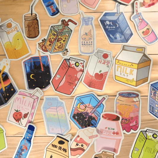 Milk/Drink theme stickers X20 - Unicorn Lab