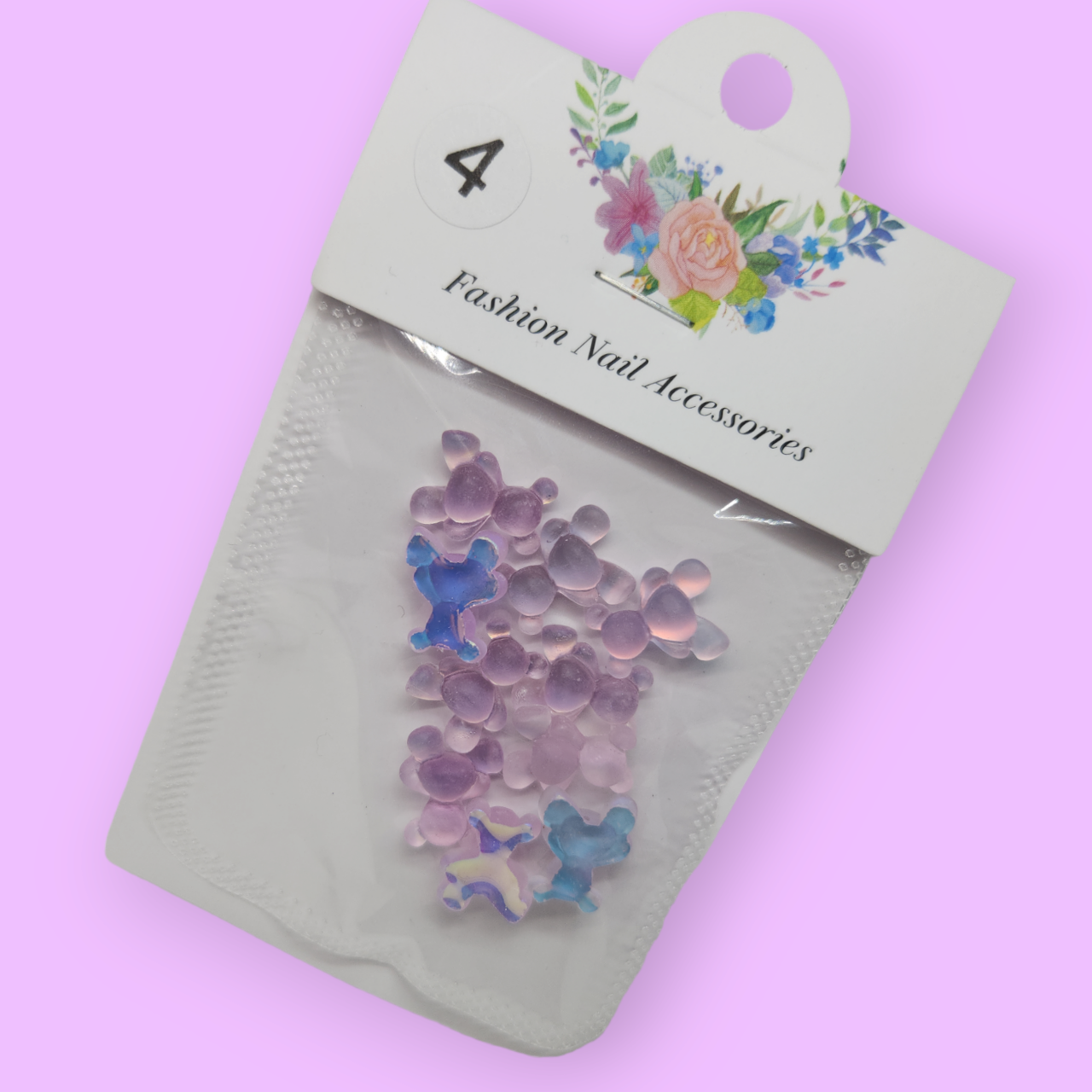 GLOW IN THE DARK BEAR CHARM x10 PURPLE #4