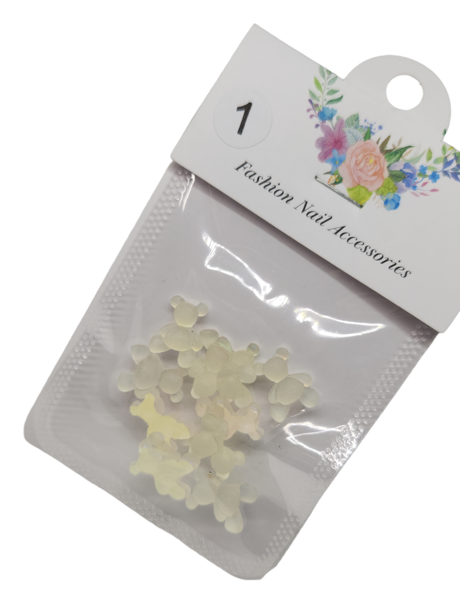 GLOW IN THE DARK BEAR CHARM x10 WHITE OPAL #1