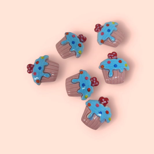 BLUE CUPCAKE CHARM X6 charm