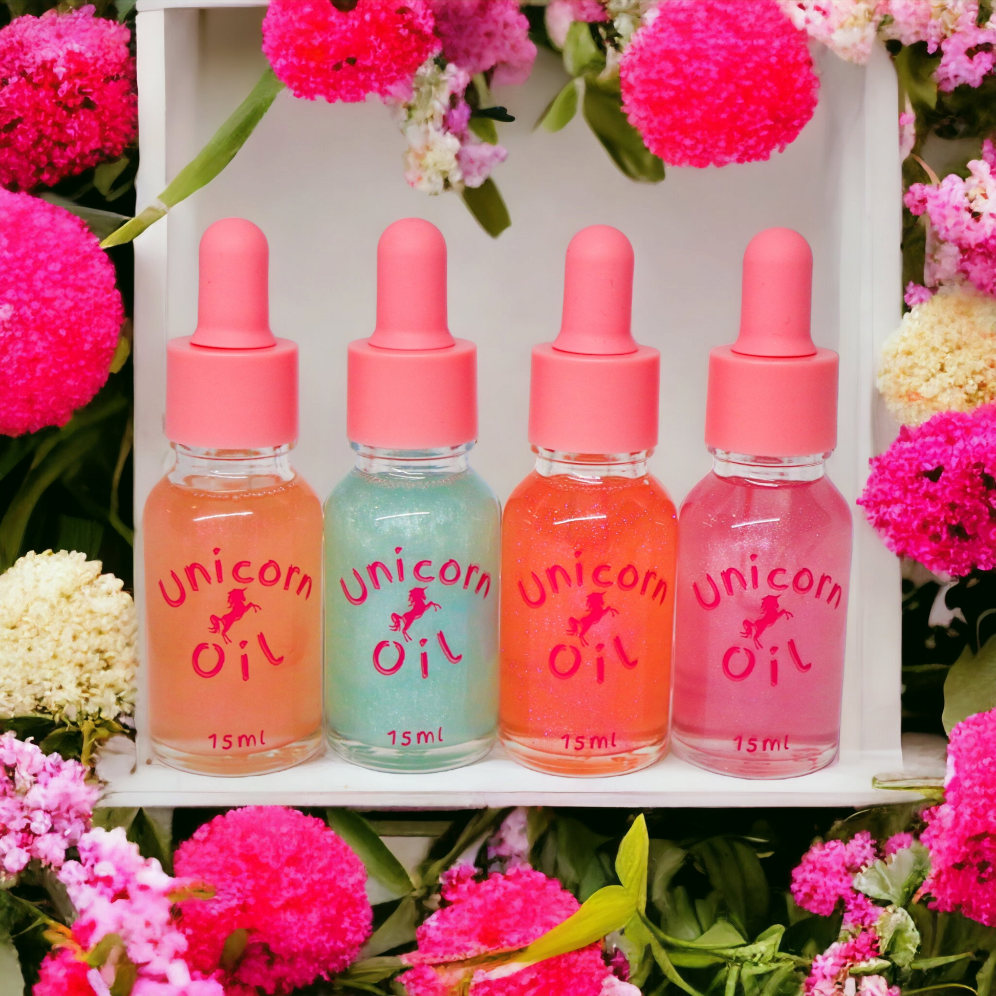 15ml Floral collection unicorn oil The original Shimmer Cuticle Oil – Handcrafted in Melbourne since 2017 – First cuticle oil droppers to hit the Australian market