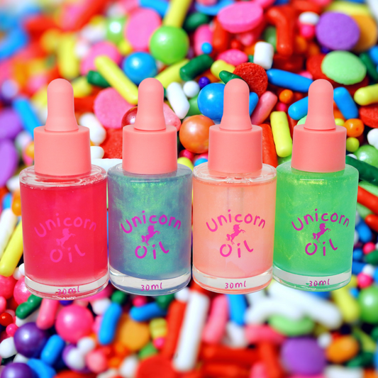 30ml Candy collection 1 unicorn oil The original Shimmer Cuticle Oil – Handcrafted in Melbourne since 2017 – First cuticle oil droppers to hit the Australian market