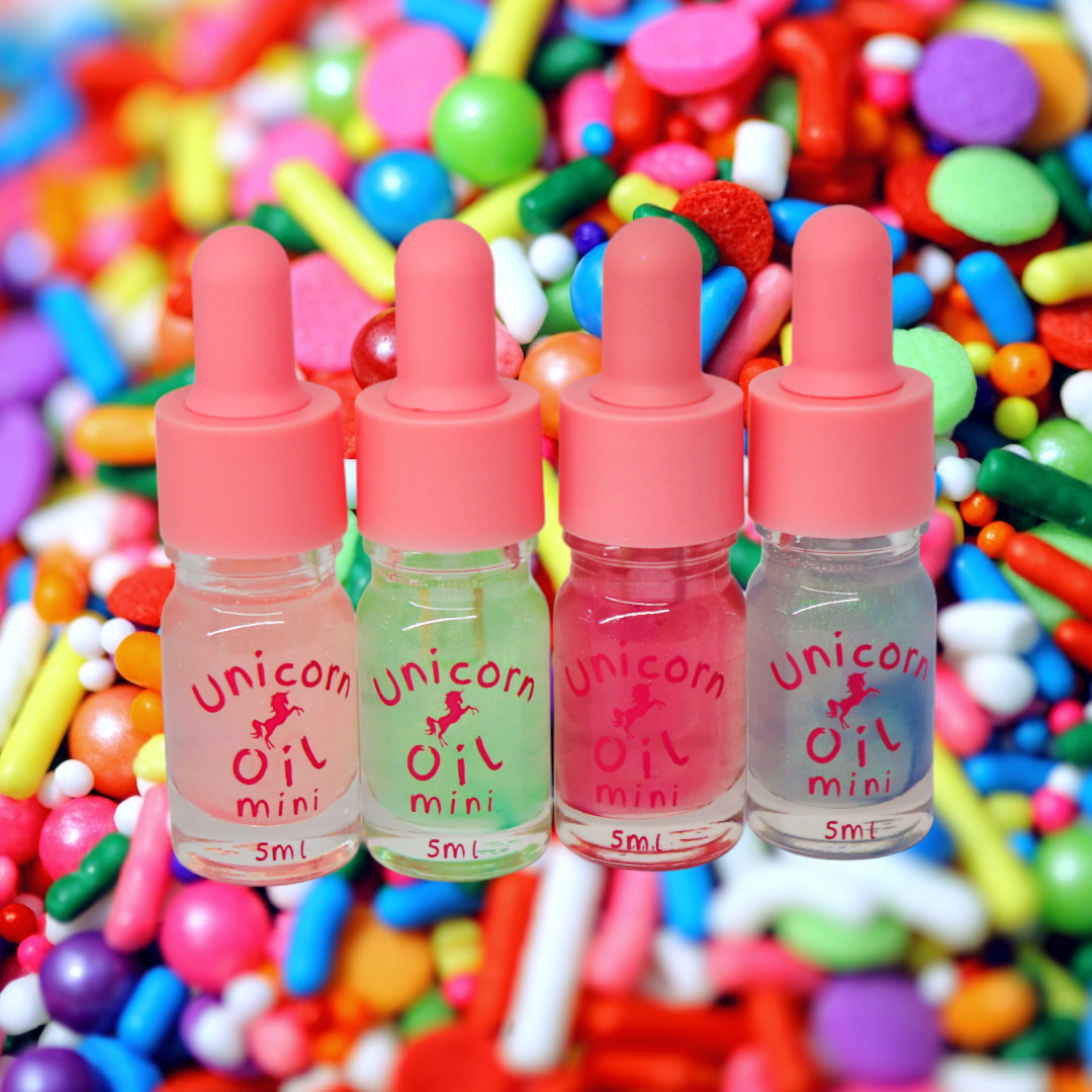 MINI Candy collection 1 unicorn oil The original Shimmer Cuticle Oil – Handcrafted in Melbourne since 2017 – First cuticle oil droppers to hit the Australian market
