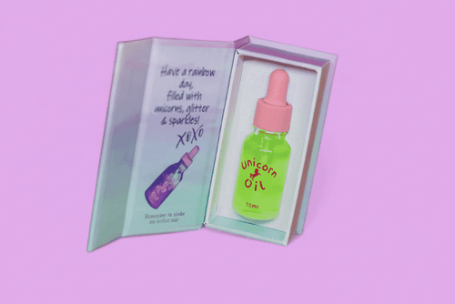 15ml cuticle oil gift box in green with coconut lime grapefruit scent, luxury nail serum
