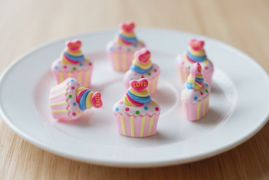 Pink Love Cupcake Charm X8 for Nail Art and Crafts - Unicorn Lab