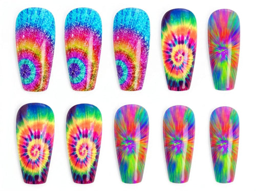 Rainbow Tie Dye Swirls Waterslide Decals