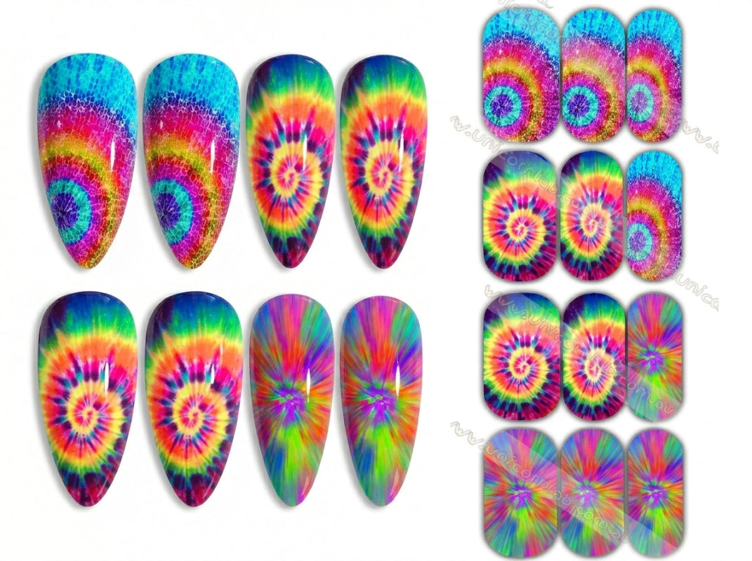 Rainbow Tie Dye Swirls Waterslide Decals