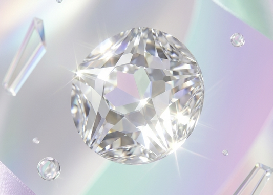 Close-up of a diamond with a colorful, abstract background. SS12 Crystal | Flatback Crystals | 2100 Star Rose