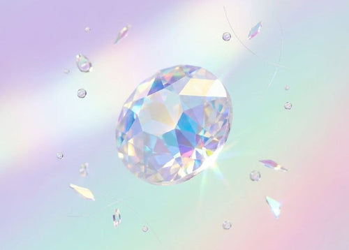 Crystal gemstone on a pastel gradient background. SS12 Crystal Shimmer | Flatback Swarovski Crystals | 2088