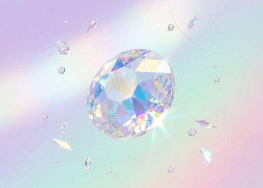 Crystal gemstone on a pastel gradient background. SS12 Crystal Shimmer | Flatback Swarovski Crystals | 2088