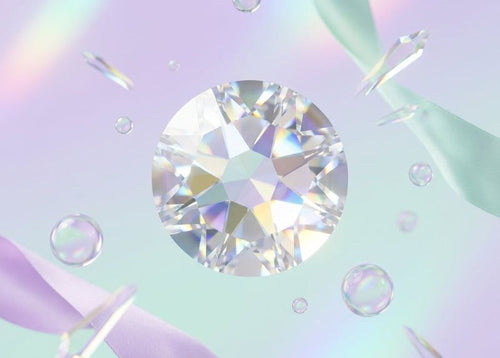 Close-up of a diamond with a pastel, abstract background. SS16 Crystal Flatback Nail Crystals | Genuine Swarovski 2088 Rhinestones