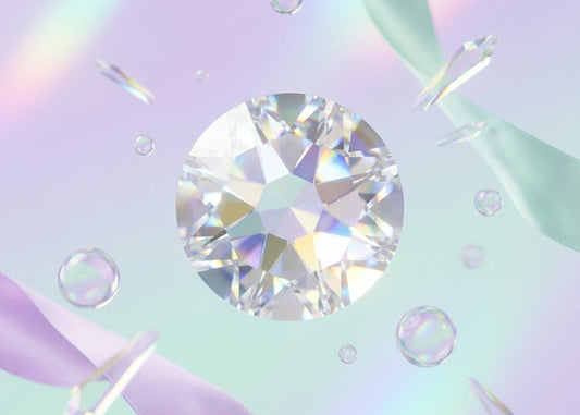 Close-up of a diamond with a pastel, abstract background. SS16 Crystal Flatback Nail Crystals | Genuine Swarovski 2088 Rhinestones