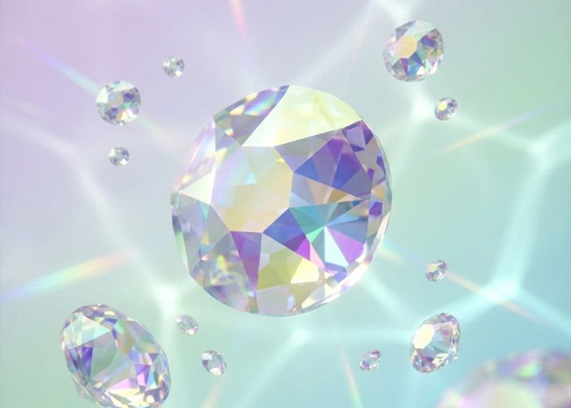 SS20 Crystal AB  Swarovski Crystals on a light pastel background