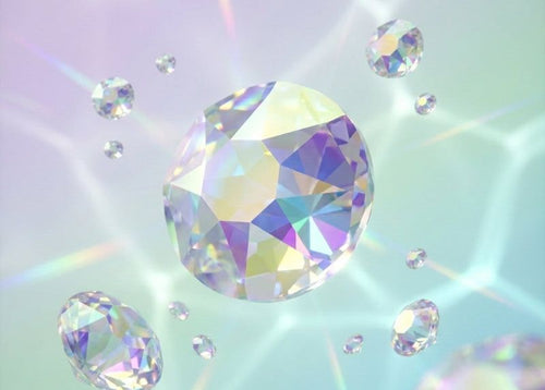 SS20 Crystal AB  Swarovski Crystals on a light pastel background