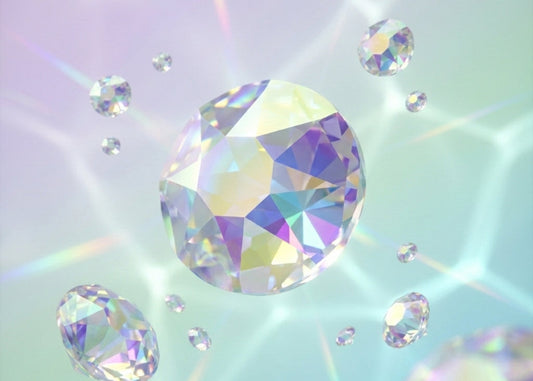 SS20 Crystal AB  Swarovski Crystals on a light pastel background