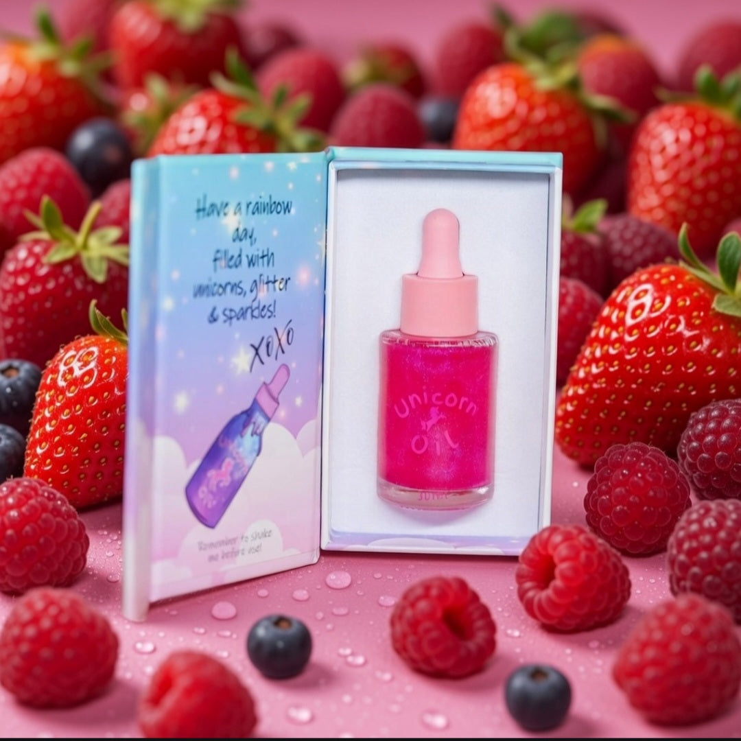 Berry Naughty Unicorn Cuticle Oil 30ml unicorn oil The original Shimmer Cuticle Oil – Handcrafted in Melbourne since 2017 – First cuticle oil droppers to hit the Australian market
