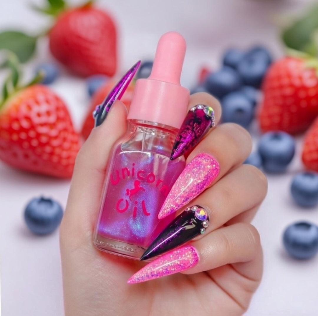 Berry Naughty Unicorn Cuticle Oil unicorn oil The original Shimmer Cuticle Oil – Handcrafted in Melbourne since 2017 – First cuticle oil droppers to hit the Australian market