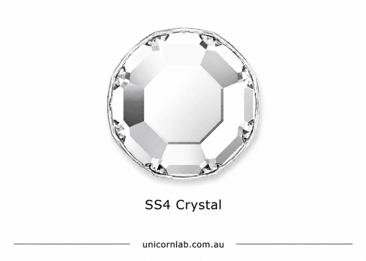 SS4 crystal on a white background with 'unicornlab.com.au' text. Swarovski ss4 Crystal