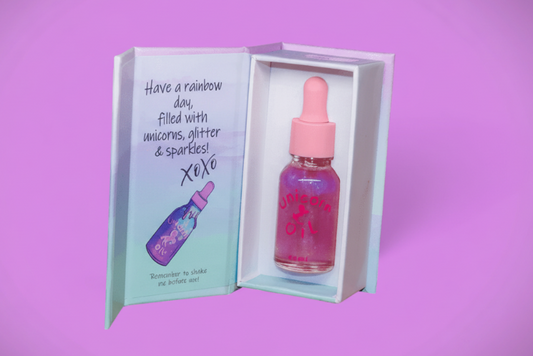 15ml dropper bottle Bubblegum Grape Unicorn Cuticle Oil designed for professional salons.