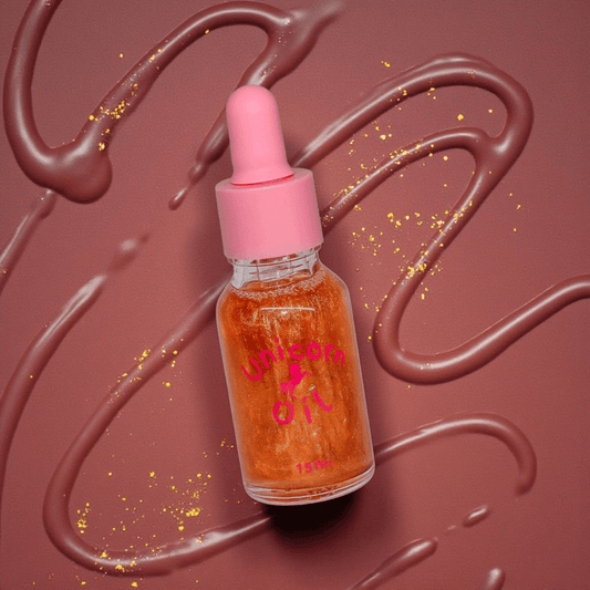 Chocolate Unicorn Cuticle Oil - Unicorn Lab with  chocolate swirl background