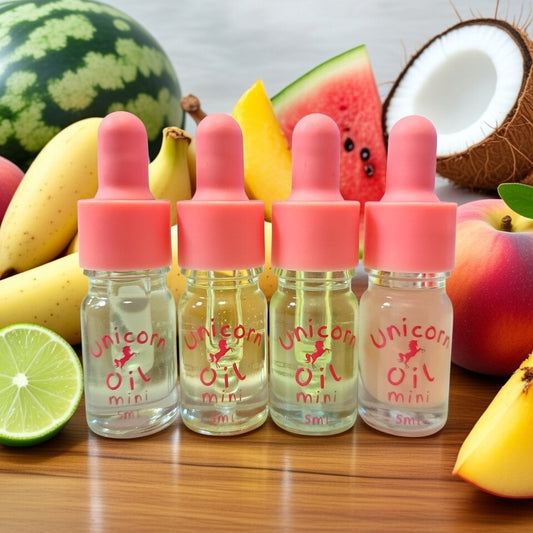 MINI Fruit collection unicorn oil The original Shimmer Cuticle Oil – Handcrafted in Melbourne since 2017 – First cuticle oil droppers to hit the Australian market
