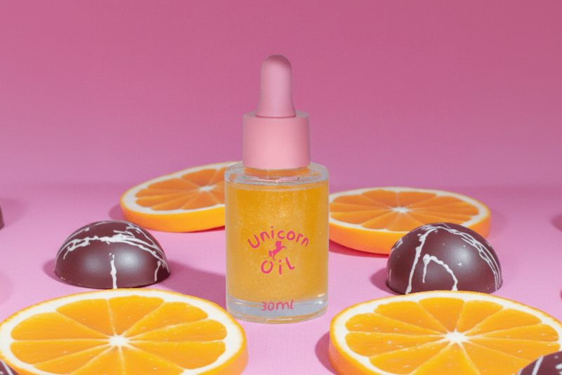 Jaffa Unicorn Cuticle Oil - with fresh cut orange slices and chocolate