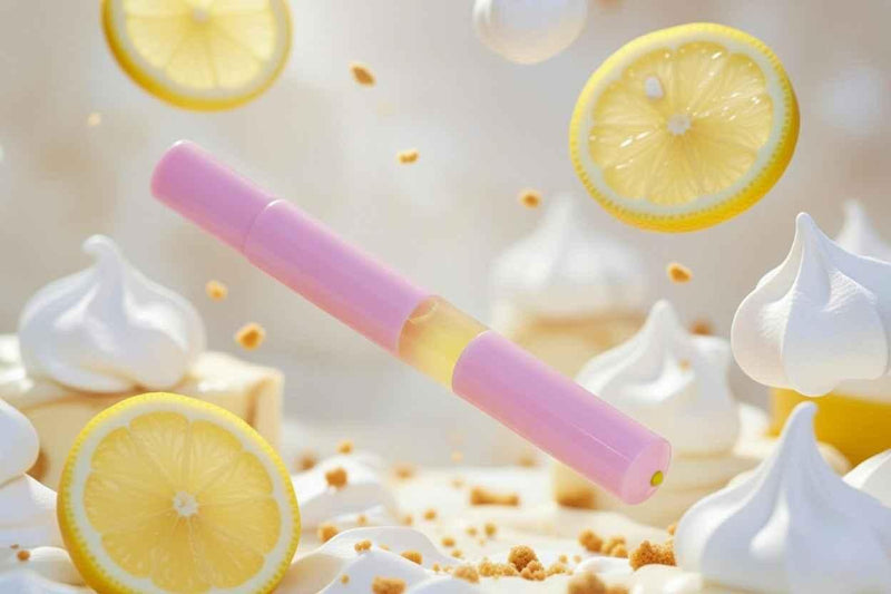 Lemon Meringue Scented Cuticle Oi pen with falling lemon slices and vanilla meringues 
