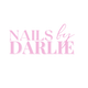 Pink 'Nails by Darlie' text on a white background