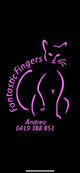 Purple logo with a stylized cat silhouette and text on a black background